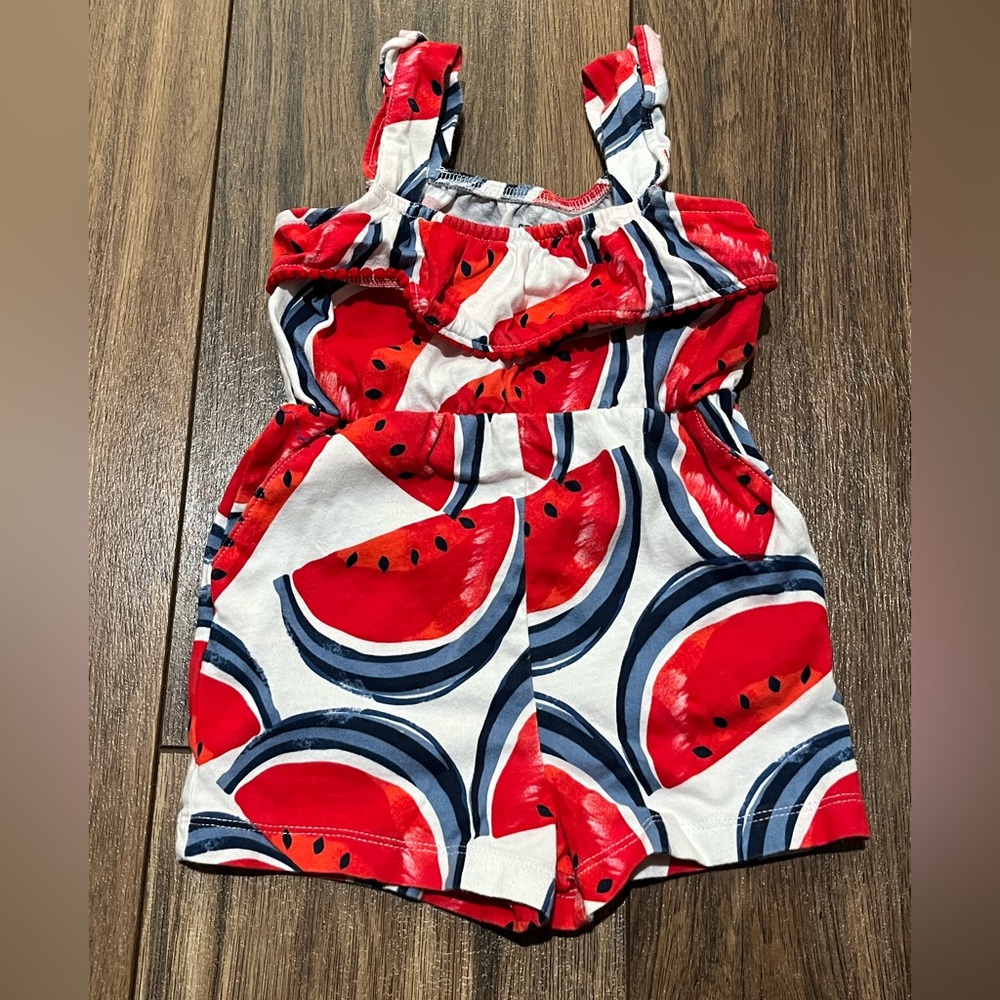 Carters Toddler Girls Watermelon Print Tank Top Summer Cotton Romper, Size 2T